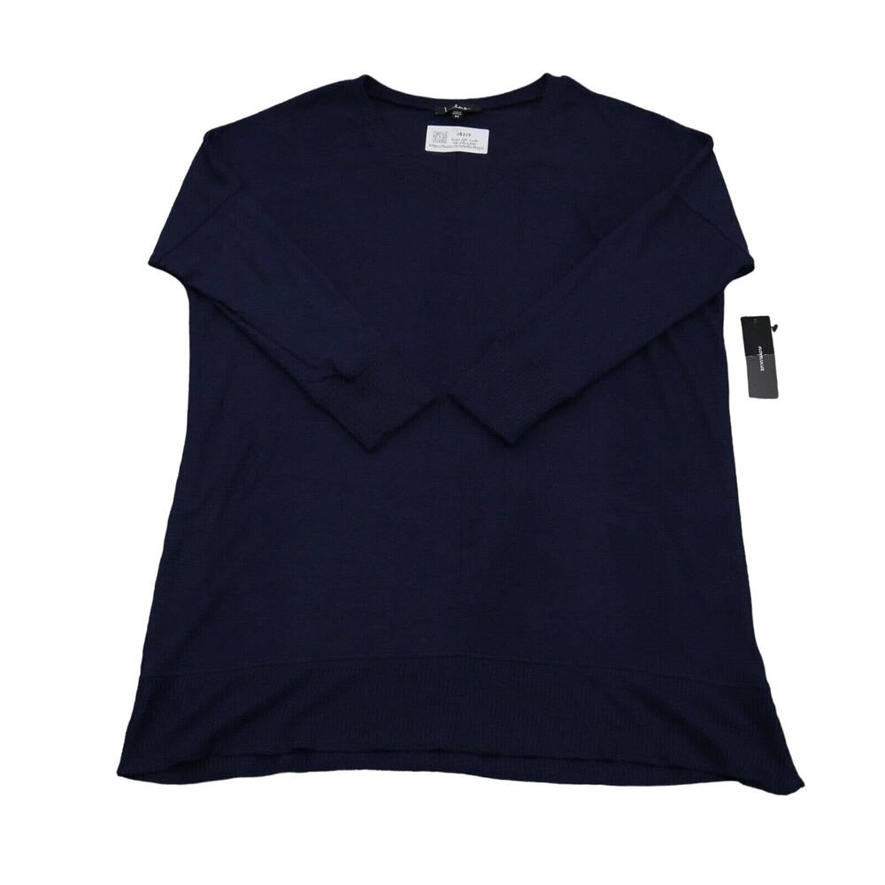 Lulus Dress Womens M Blue Short Sweater Dress long Sleeve VNeck Pullover Knit